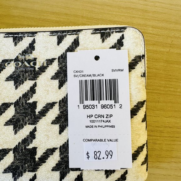 Coach City Tote with Houndstooth Print & Wristlet Set SV/Cream/Black NWT Women - Picture 10 of 10